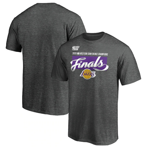 Men's Los Angeles Lakers Fanatics Branded Heather Charcoal 2020 Western Conference Champions Locker Room NBA T-Shirt